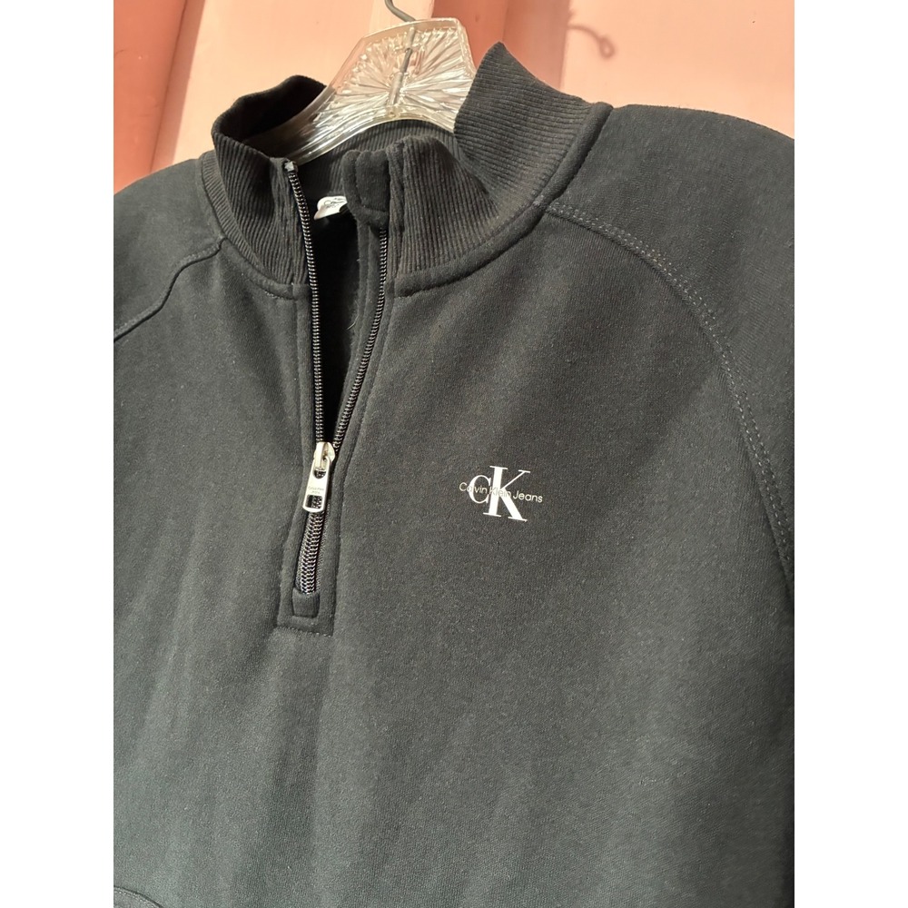 Calvin Klein Black Quarter Zip Fleece Sweatshirt XL 16 Girls Tween CKFHB29S-003